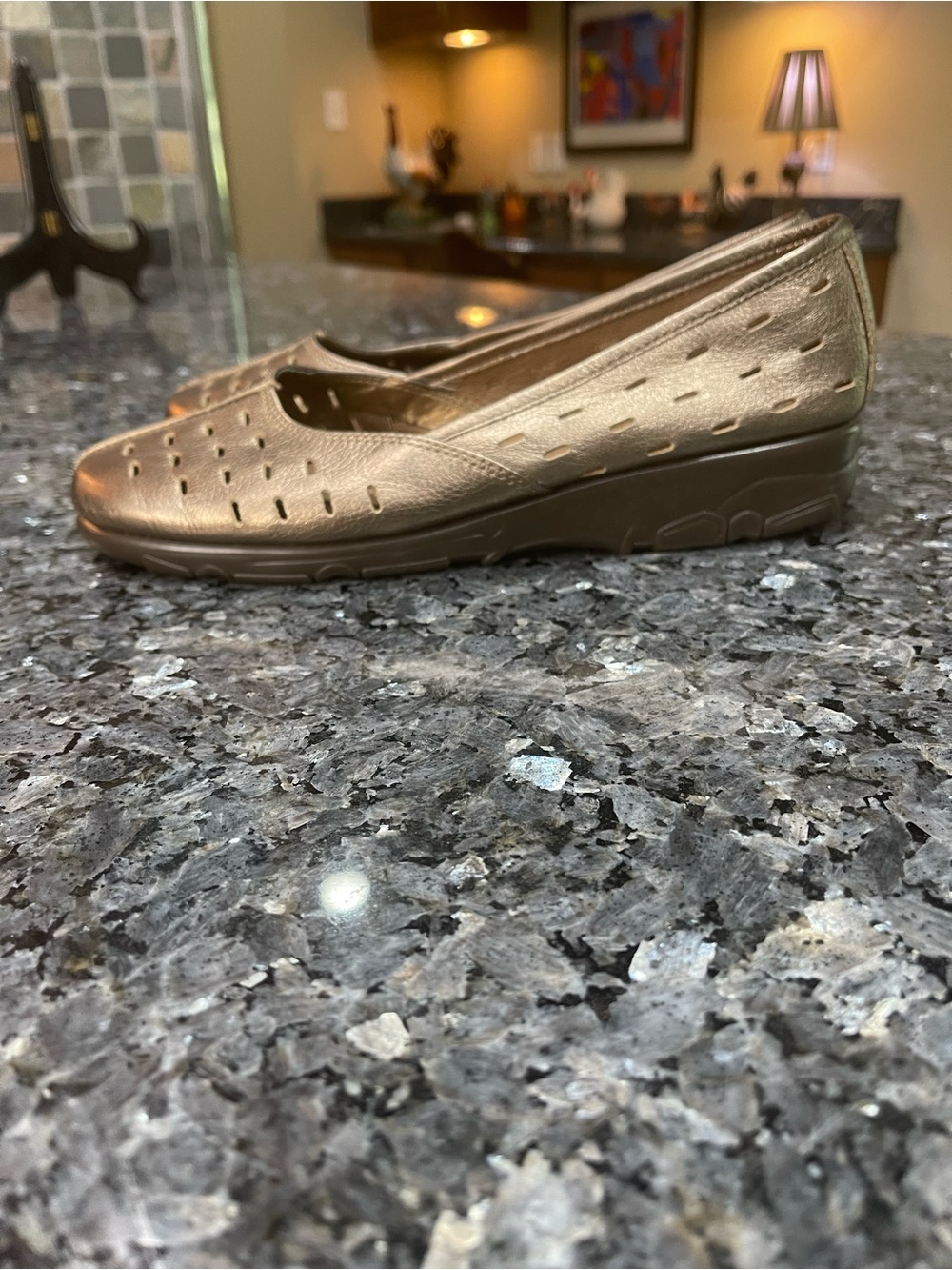AEROSOLES Metallic Gold Utmost Perforated Slip-Ons 9